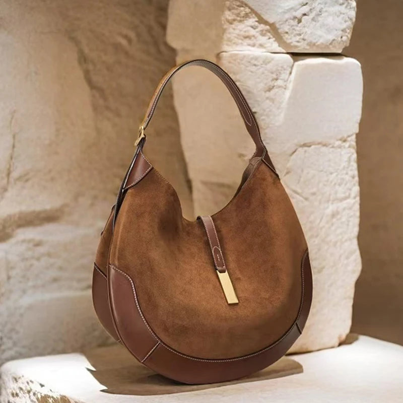 Women's Vintage Suede Tote Bag – Luxury Large-Capacity Shoulder Handbag