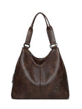 Women's Soft Leather Tote Bag – Luxury Three-Layer Shoulder Handbag
