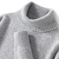 Men's High-Neck Cashmere Sweater – Thick Loose-Fit Knit Pullover for Autumn and Winter