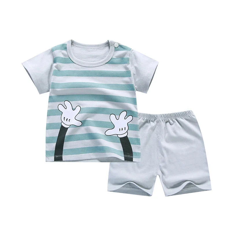 Summer Children Clothes Suit Kid T-shirt Baby Boy Girl Vest Clothing Set 2 Pieces Cotton Baby Shirt Shorts Baby Clothing Sets