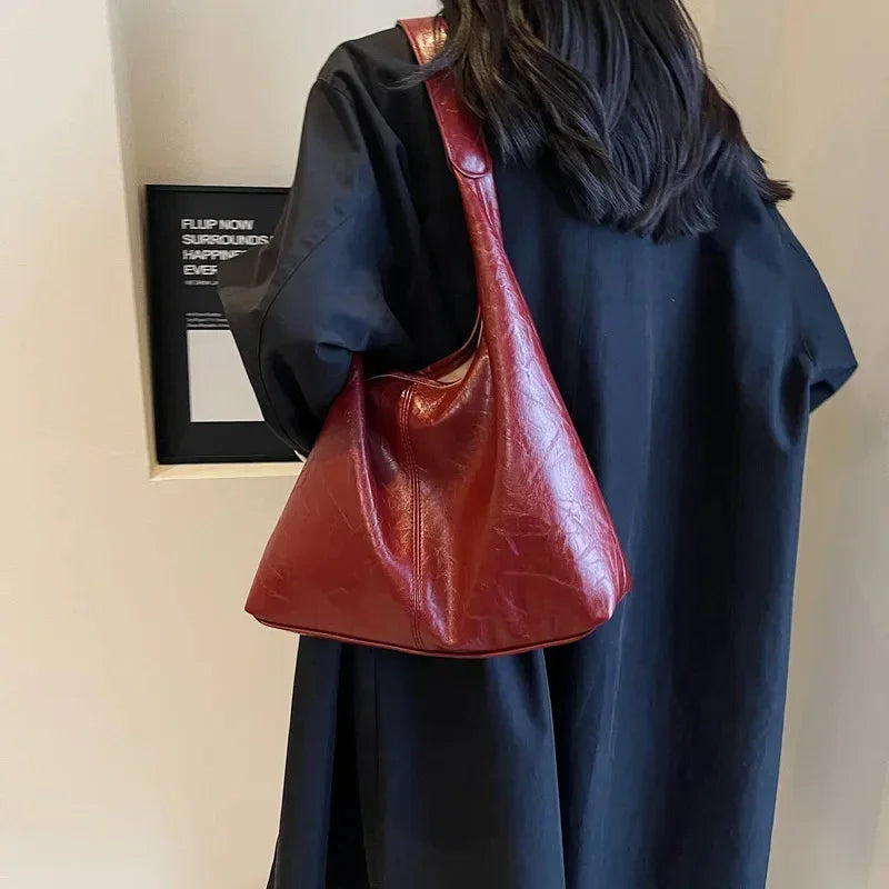 Women's Suede Shoulder Bag – Vintage Large-Capacity Tote with Top Handle
