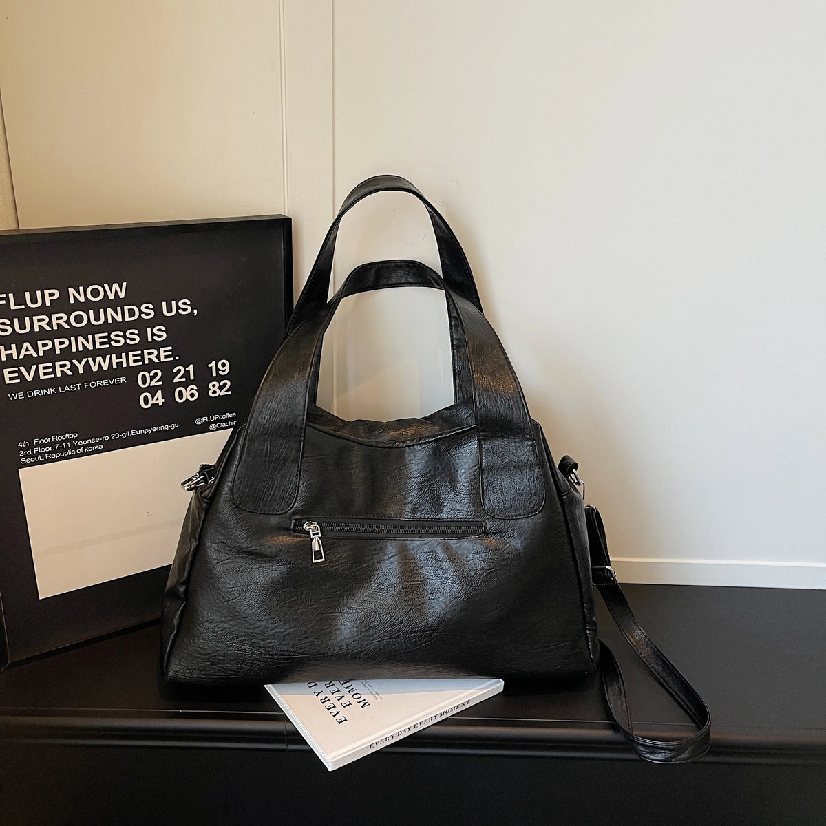 Solid PU Leather Handbags Large Capacity Vintage Shoulder Bags Women Designer French Style Casual Totes Fashion Female Packages