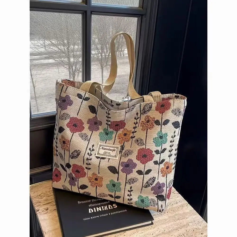 Women's Canvas Tote Bag – Large-Capacity Shoulder Bag for Shopping, Work and School