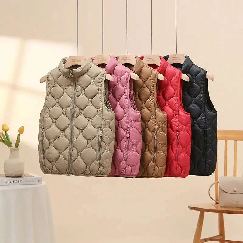 Female Short Lightweight Down cotton Vest Jacket  Autumn winter  New Slim Warm Sleeveless Waistcoat Women's Casual Wear