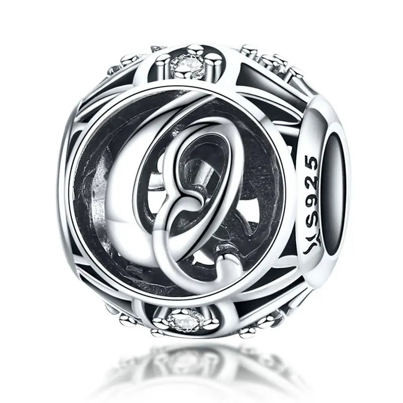 925 Sterling Silver Alphabet Charms A–Z – Letter Beads for DIY Bracelets