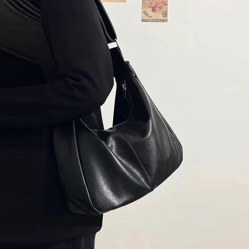 Women's Soft PU Leather Tote Bag – Simple Large-Capacity Shoulder Handbag