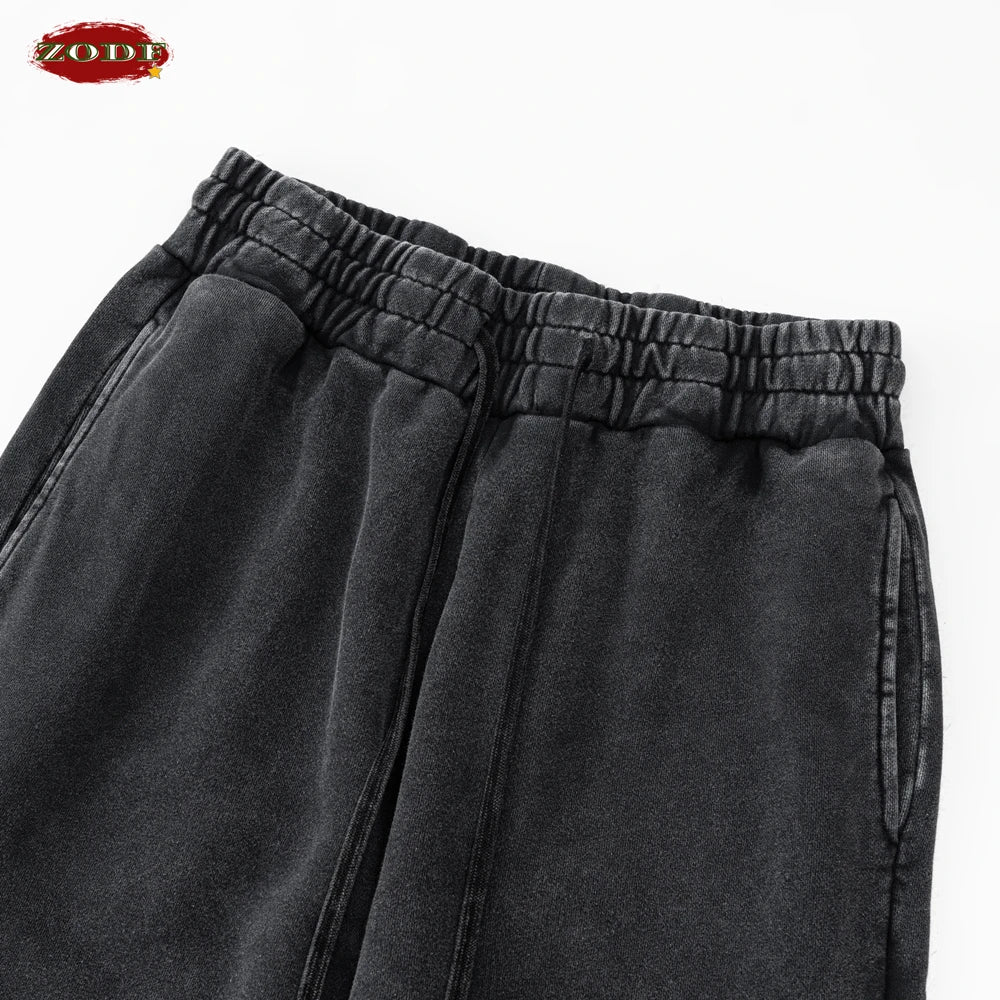 ZODF Unisex 400 GSM Heavyweight Jogger Pants – Washed Cotton Loose-Fit Streetwear Sweatpants