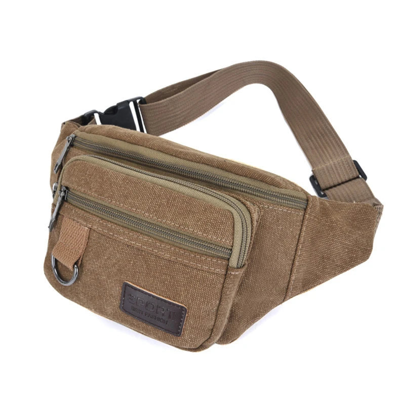 Chest Bag Canvas Waist Bag Women Men's Belt Bag Fashion Bum Bag Travel Purse Bag for Phone Pouch Pocket Hip Bag Waist Pack Male