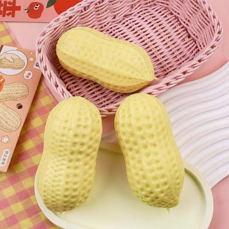 2 Styles Peanut Squishy Toys Crunchy Or Slow Rebound Food Shaped Stress Ball ASMR Sensory Fidget Toy for Adults Desk Recess Toy