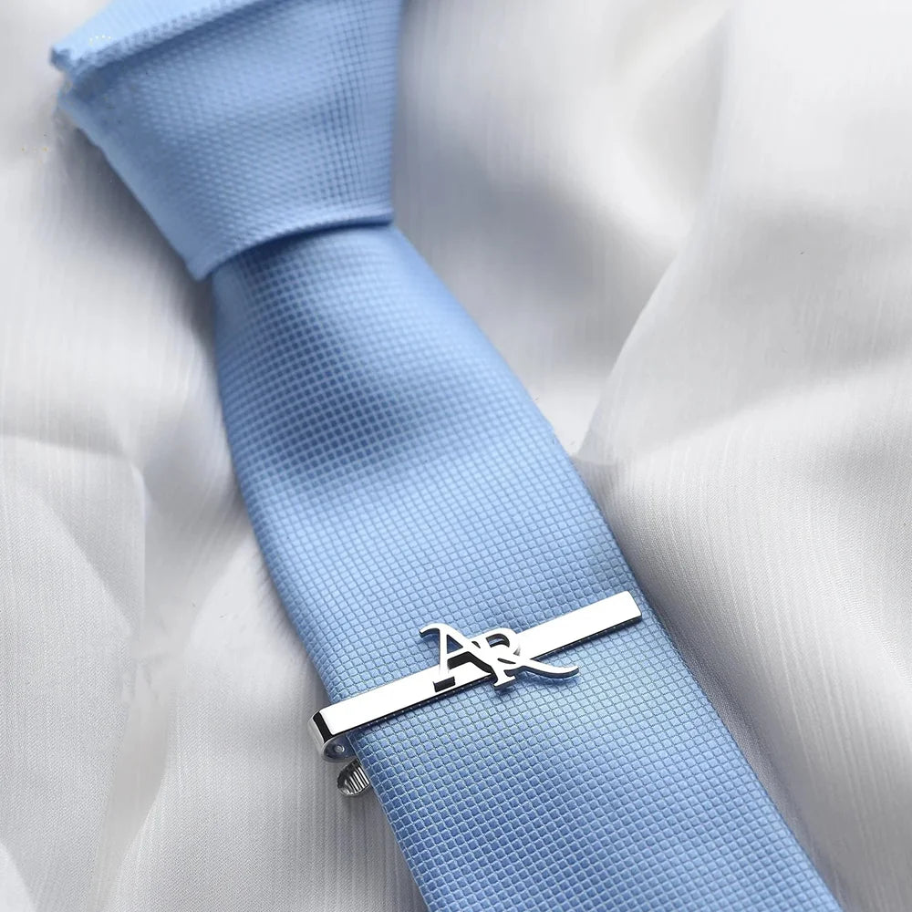 Personalized Initial Tie Clip for Men – Stainless Steel Tie Bar
