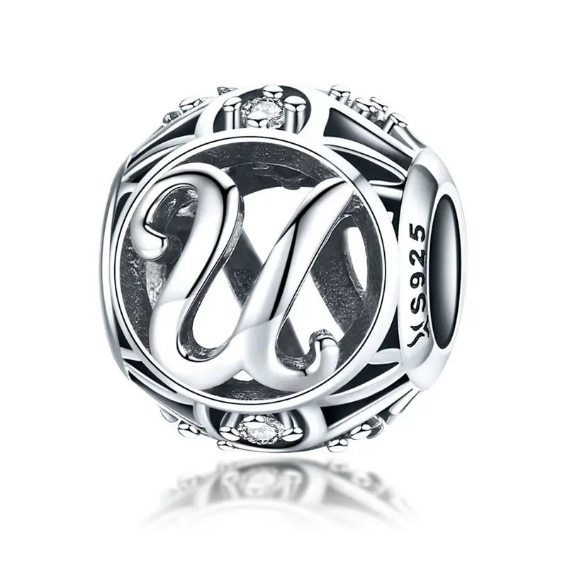 925 Sterling Silver Alphabet Charms A–Z – Letter Beads for DIY Bracelets