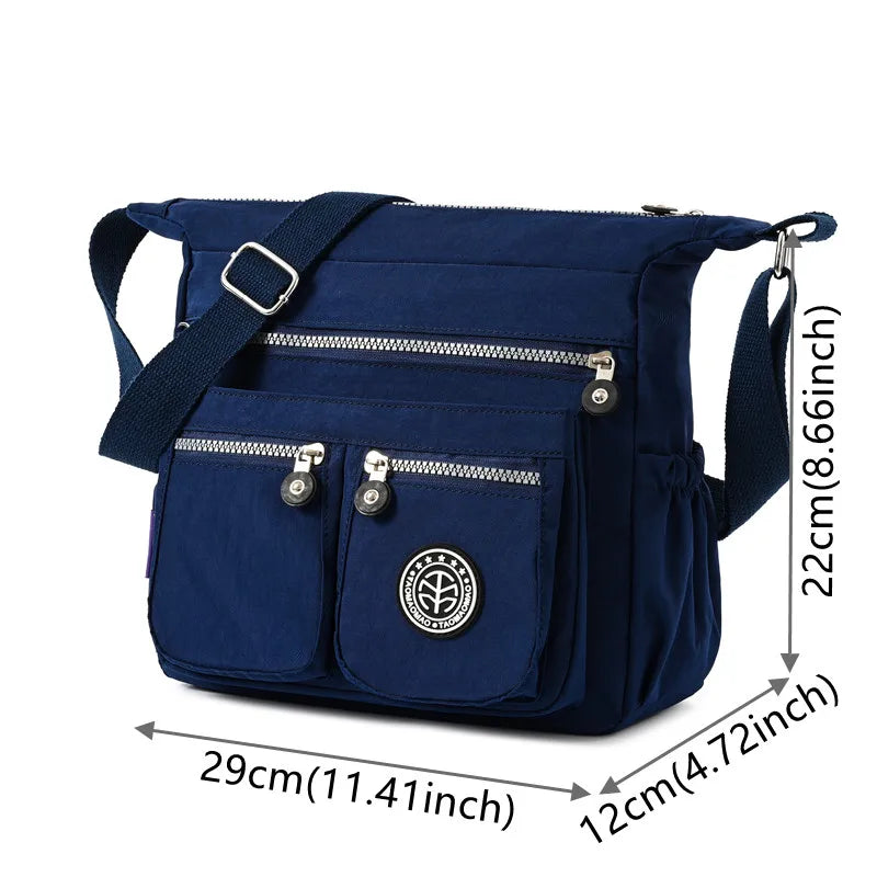 Women's Nylon Shoulder Bag – Lightweight Zipper Crossbody Bag for Everyday and Beach Use