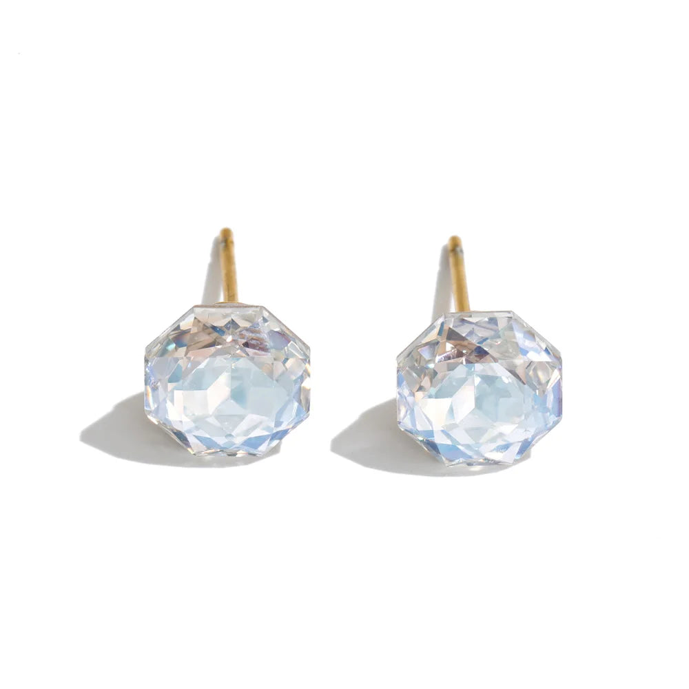 Yhpup Multicolor Crystal Stud Earrings – Round Shiny Earrings for Women