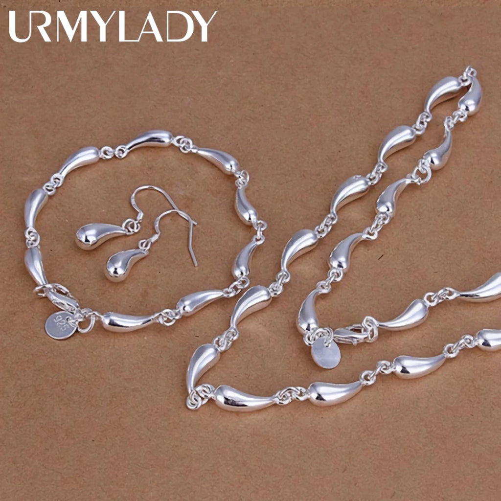 925 Sterling Silver Teardrop Jewelry Set – Necklace, Earrings & Bracelet for Women