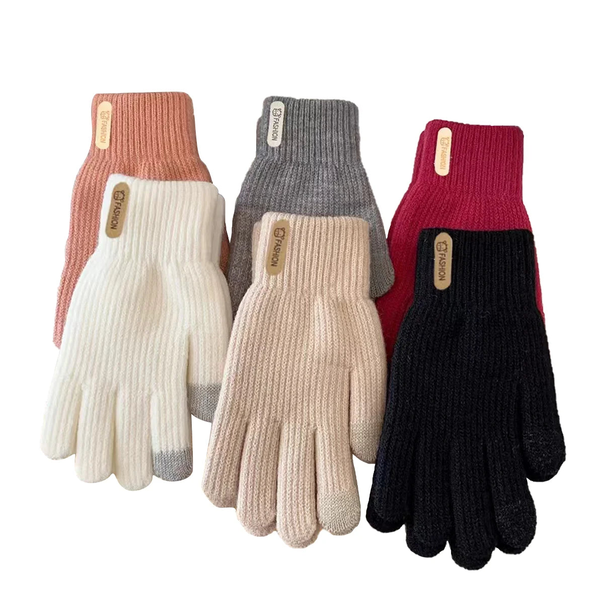Unisex Winter Cycling Gloves – Thick Warm Cotton Knit Gloves for Men and Women