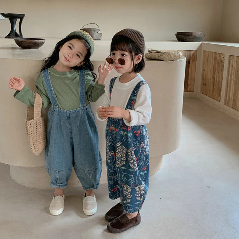 Summer Boys And Girls Pants Denim Overalls Suspenders Jumpsuit  Spring Baby Kids Trousers Casual Rompers Children'S Clothing