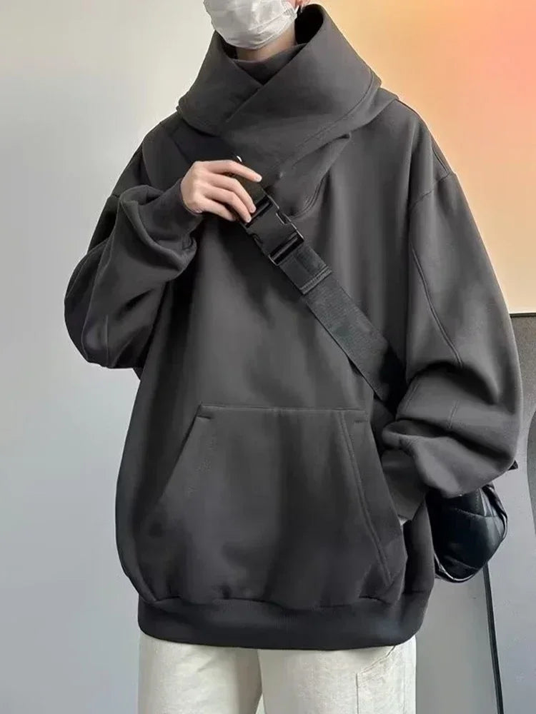 Unisex Ninja Turtleneck Hoodie – Oversized Y2K Vintage Streetwear Sweatshirt for Men and Women