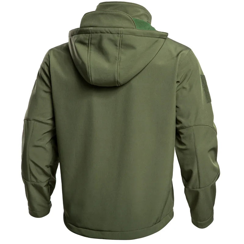 Men's Tactical Softshell Jacket – Fleece-Lined Winter Coat with Detachable Hood