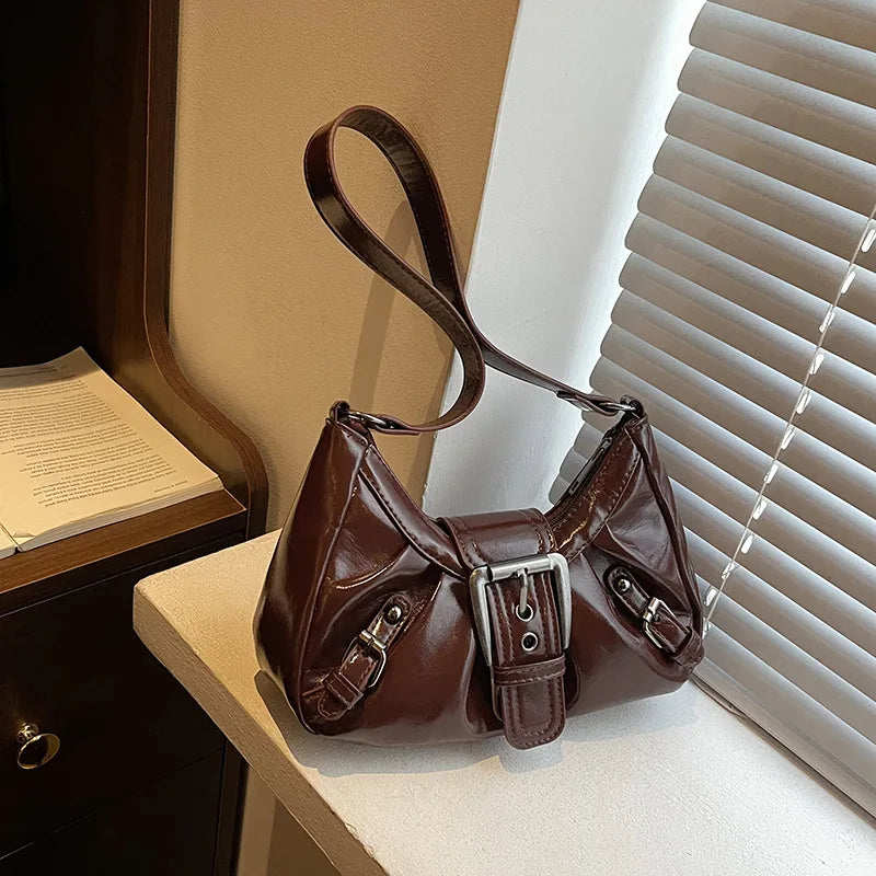 Women's Leather Tote Bag – Casual Zipper Shoulder Handbag