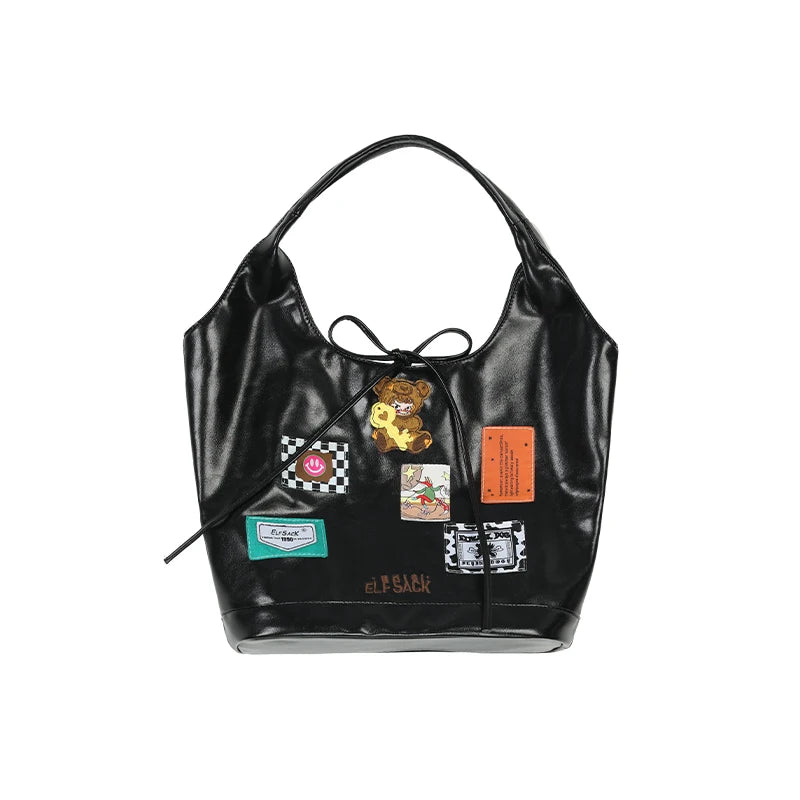 ELFSACK Fashionable Versatile Design Sense Embellished Large Capacity Tote Bag For Women