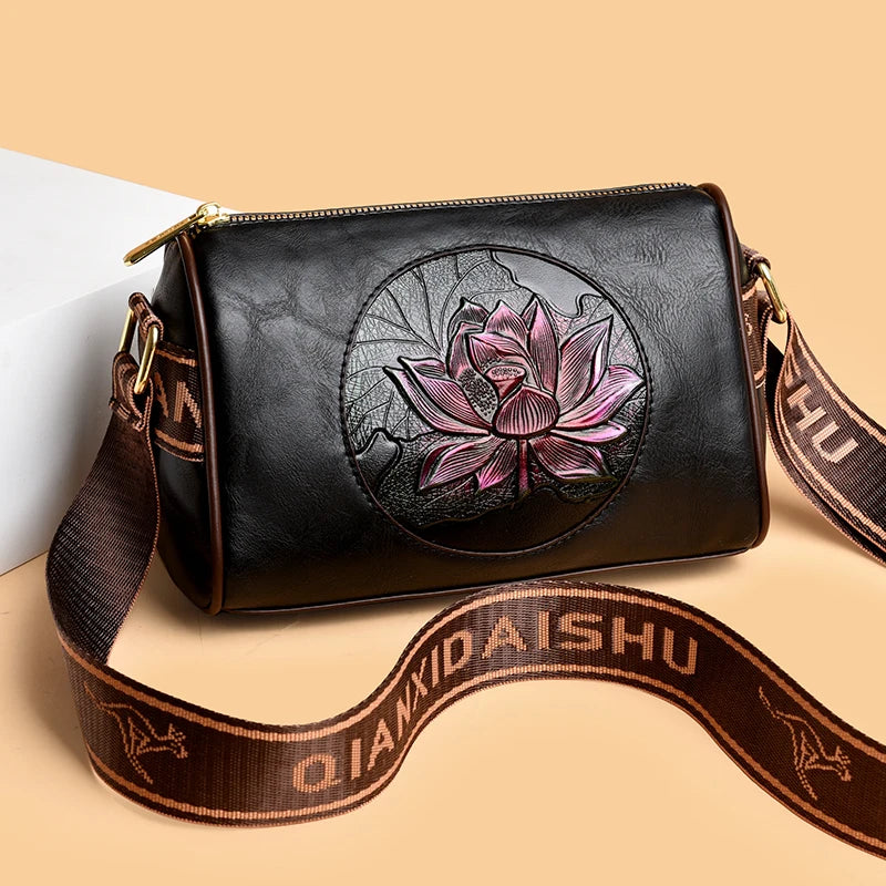 Women's Soft Leather Printed Handbag – Casual Shoulder and Crossbody Tote Bag