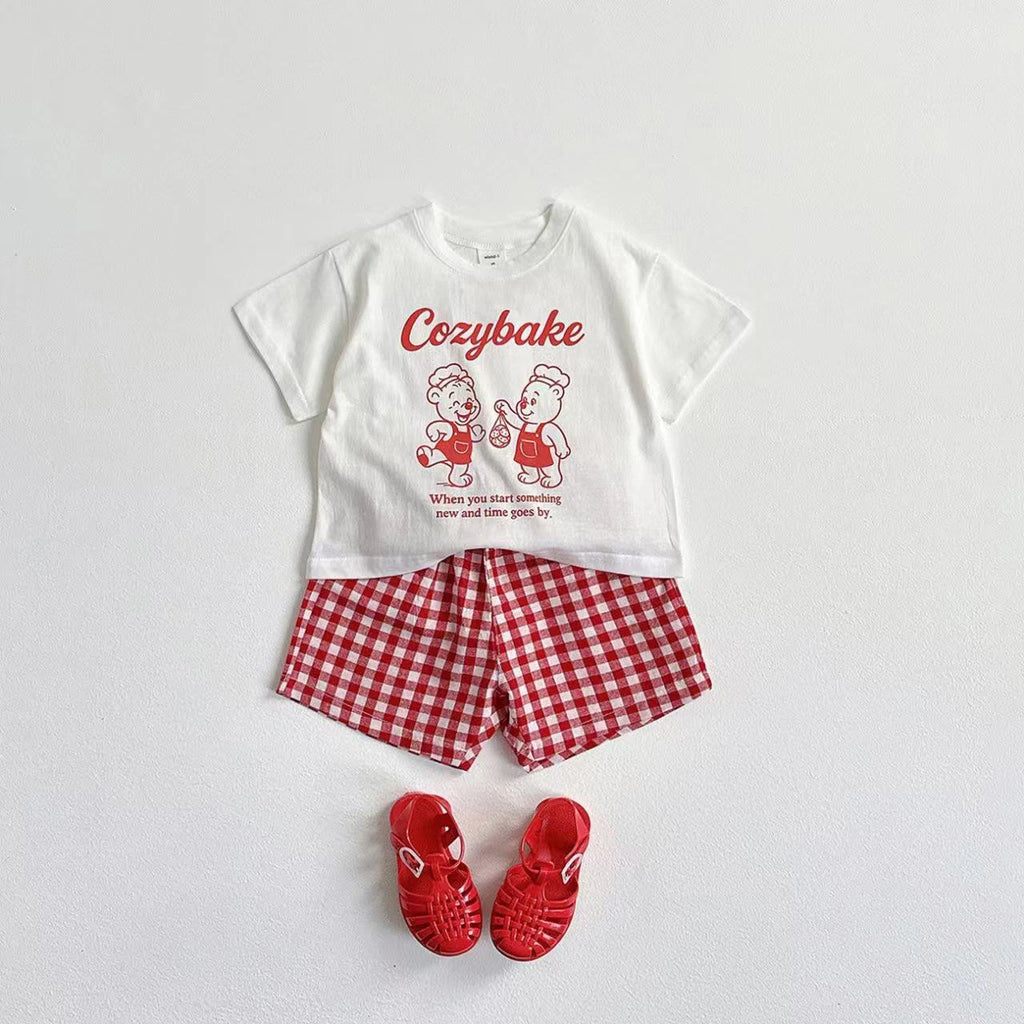 New Summer Clothing Short Sleeve Suit Print Cartoon T-shirt + Shorts Kids Two Piece Set Children's Clothes Casual Tracksuit