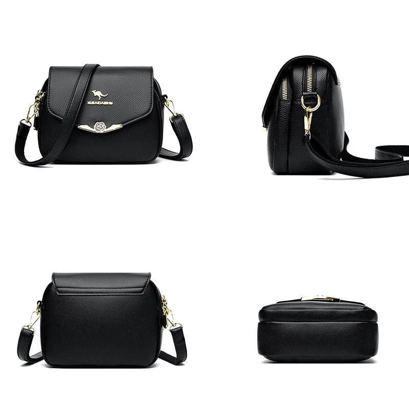 Women's Soft Leather Crossbody Bag – Elegant Designer Shoulder Handbag