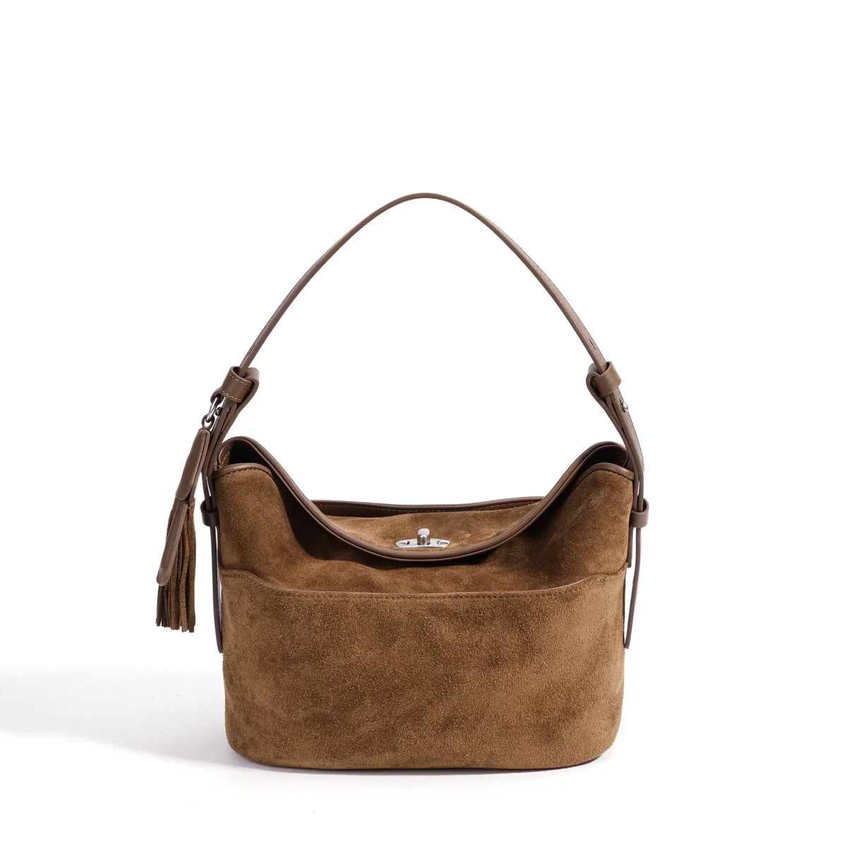 Fashion Tote Real Suede Leather Female Crossbody Shoulder Bag High Quality New Autumn winter Tassel Design Slouchy Woman Bucket