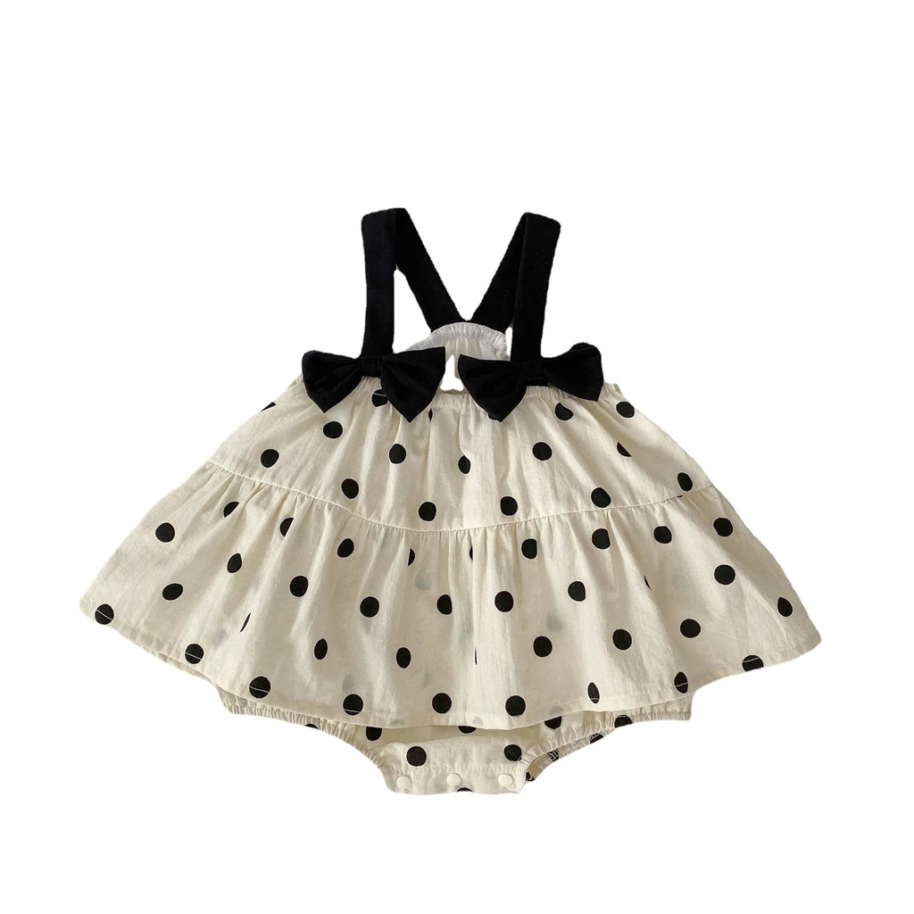 Summer Baby Girl Clothes Cute Bow Tie Baby Infant Clothes Dot Princess Romper Dress Summer Clothing