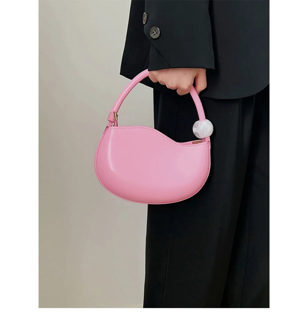 Senior Sense Women Hand Bag 2023 New Fashionable Niche Design Bag Casual Simple Solid Color Sweet Shoulder Crossbody Bag