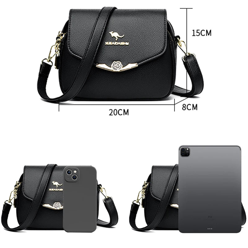 Women's Soft Leather Crossbody Bag – Elegant Designer Shoulder Handbag