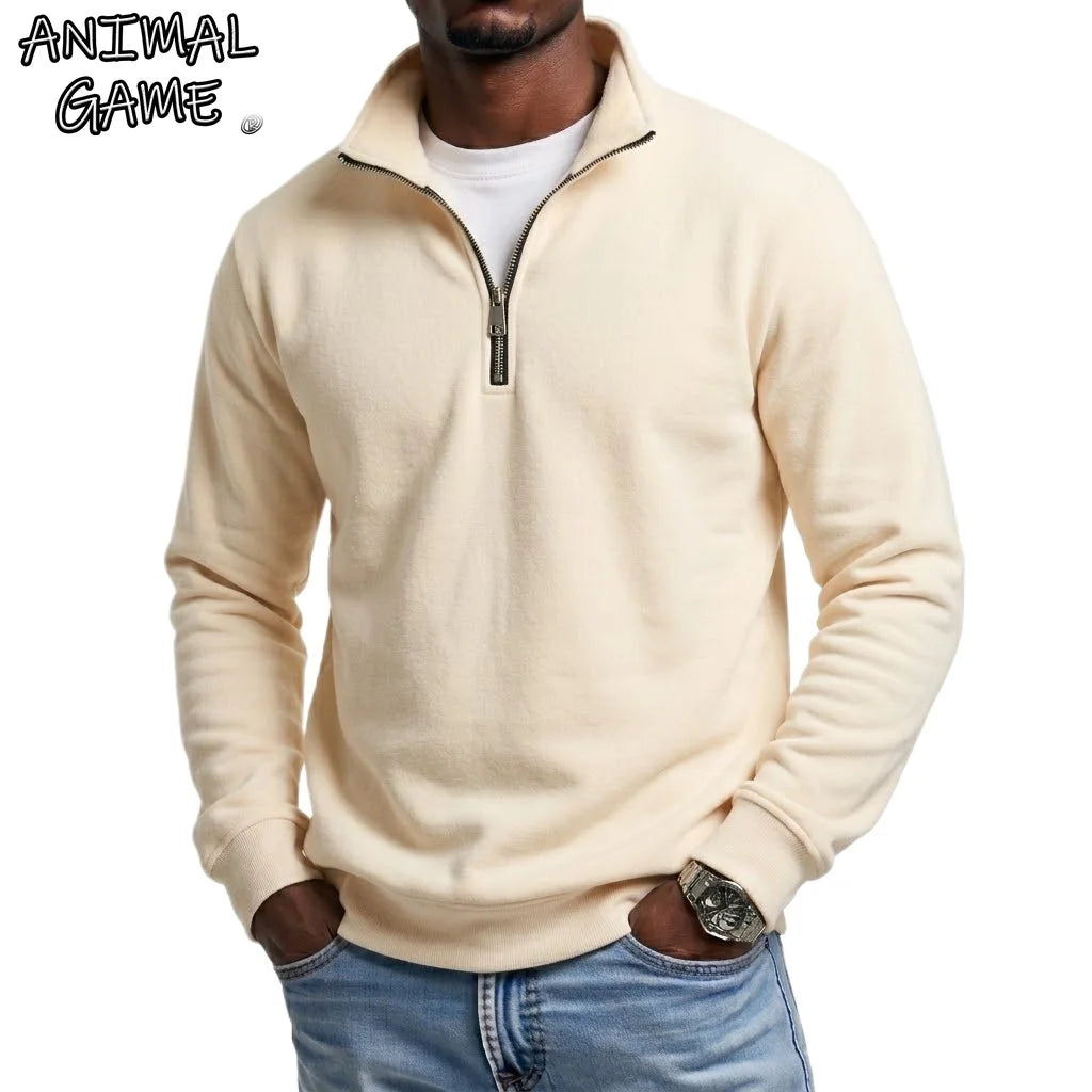 Men's Quarter-Zip Pullover Sweatshirt – Casual Outdoor Sports Hoodie for Spring and Autumn