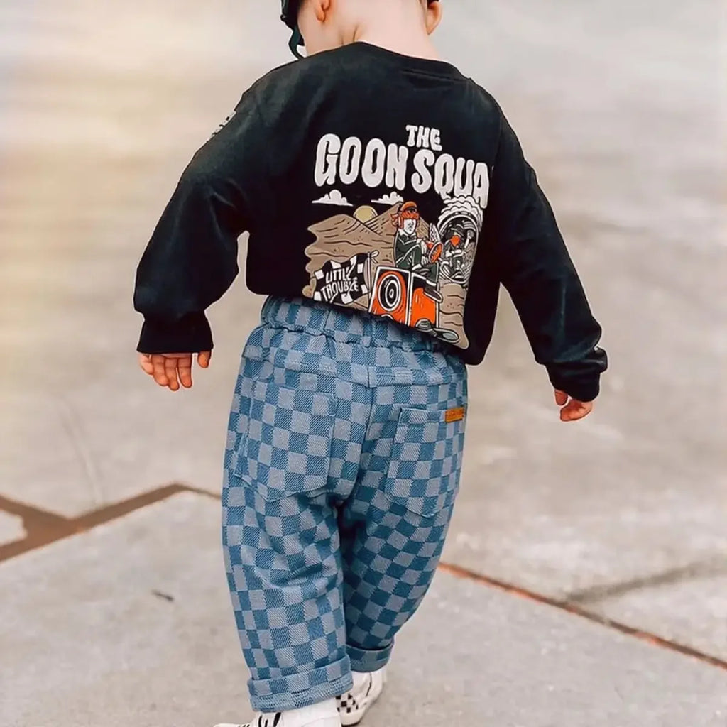 Spring Autumn New Children Loose Casual Pants Fashion Girls Boys Pants Korean Children's Clothing Baby Fashion Grid Pants 0-3Y
