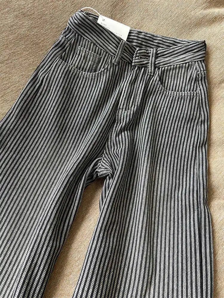 Winter Women's Korean Designer Striped Velvet Denim Pants Y2K 2000s Warm Vintage Baggy Jean Japanese Harajuku Jeans New In