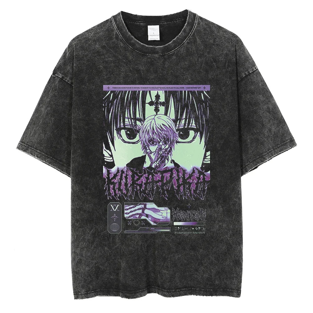 Hunter x Hunter Kurapika Graphic T-Shirt – Unisex Washed Cotton Short Sleeve Streetwear Tee