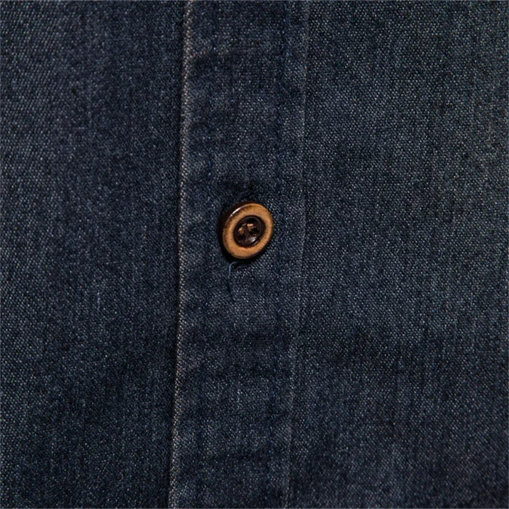 AIOPESON Men's Slim Fit Stretch Denim Shirt – Long Sleeve Cotton Cowboy Shirt