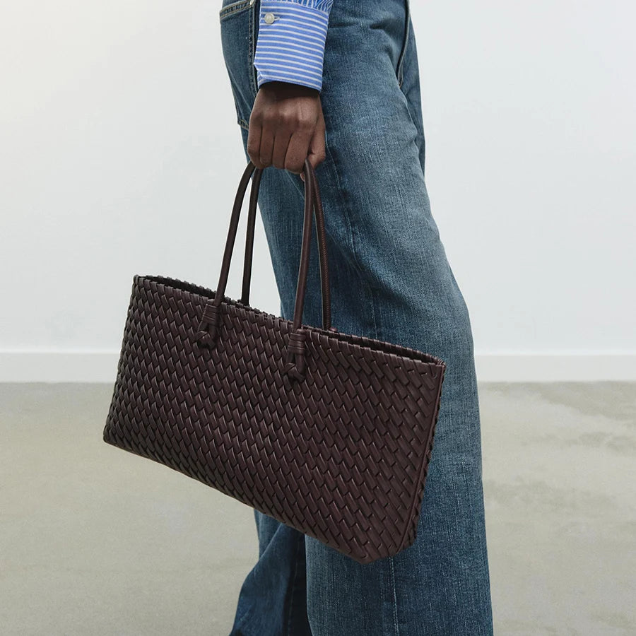 Fashion Design Woven Shopper Bag Top Handle Tote Bag Solid Color Women's Handbags Daily Shoulder Bags Commuter Clutch Purse Sac