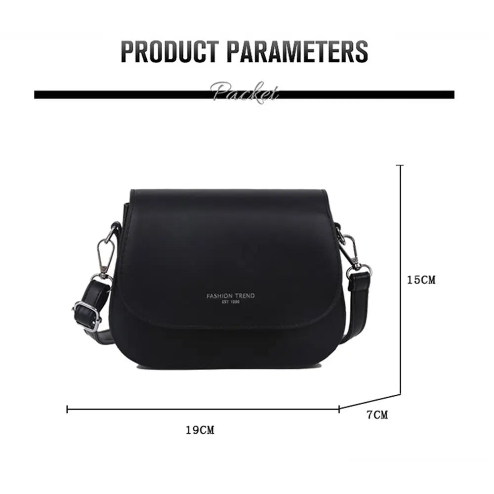 Women PU Leather Simple Saddle Shoulder Bag Handbags Crossbody Bag Flap Messenger Bag