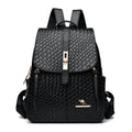Women's Vintage Leather Backpack – Classic Black Everyday Daypack