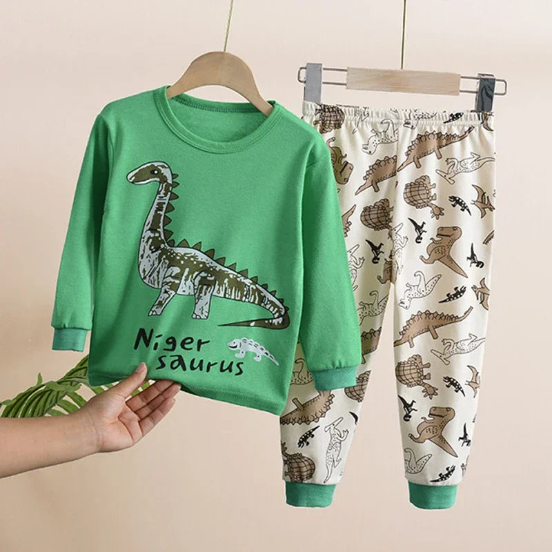 Boys’ Dinosaur Pajama Set – Long-Sleeve Top and Matching Pants