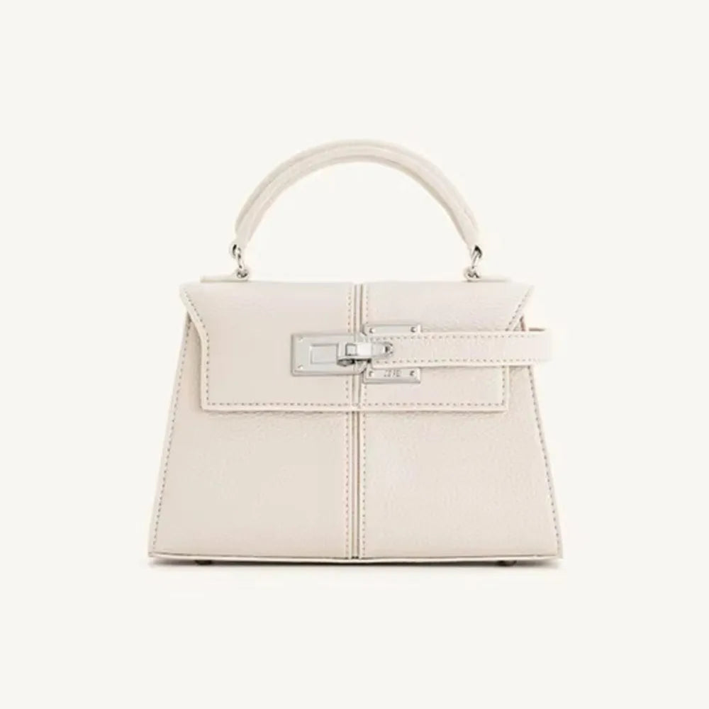 Women's Trapezoid Leather Handbag – Elegant Top-Handle Shoulder Bag