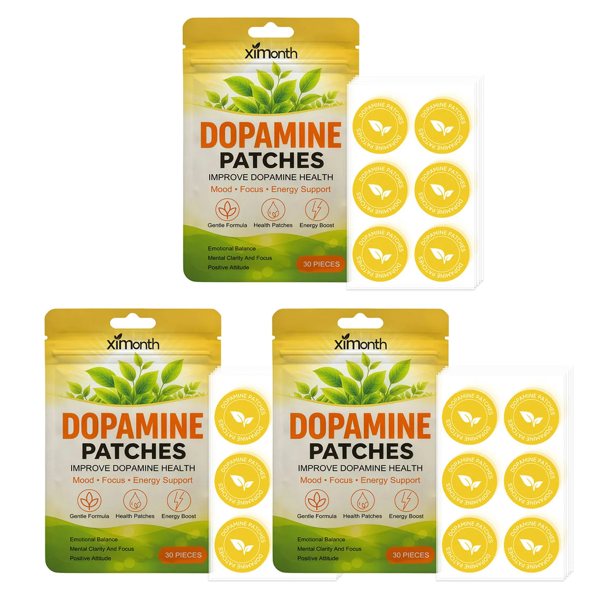 Dopamine Patches Mild Convenient Boosts Positive Mood Mental Clarity Long Lasting Daily Work Study Use