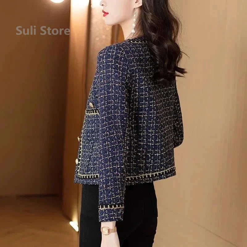 Women, Fashionable Long Sleeved Small Fragrant Style Jacket  Autumn Winter Female New Niche Lace Top, Slimming Short Jacket