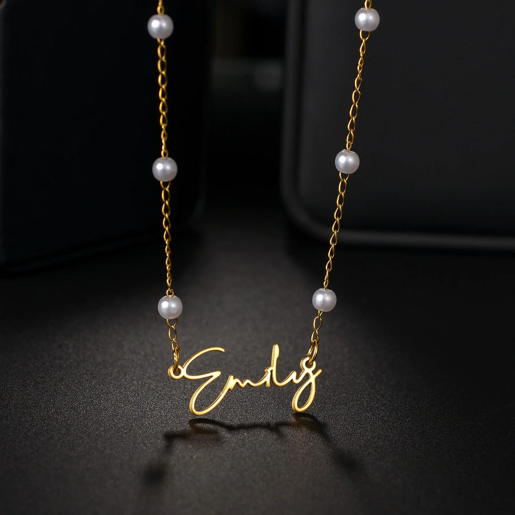 Personalized Name Necklace – Stainless Steel Beaded Snake Chain for Men & Women