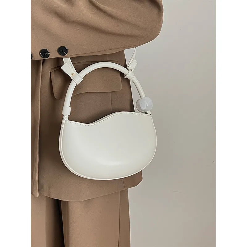 Senior Sense Women Hand Bag 2023 New Fashionable Niche Design Bag Casual Simple Solid Color Sweet Shoulder Crossbody Bag