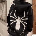 Unisex Spider Graphic Zip-Up Hoodie – Oversized Gothic Y2K Streetwear Jacket