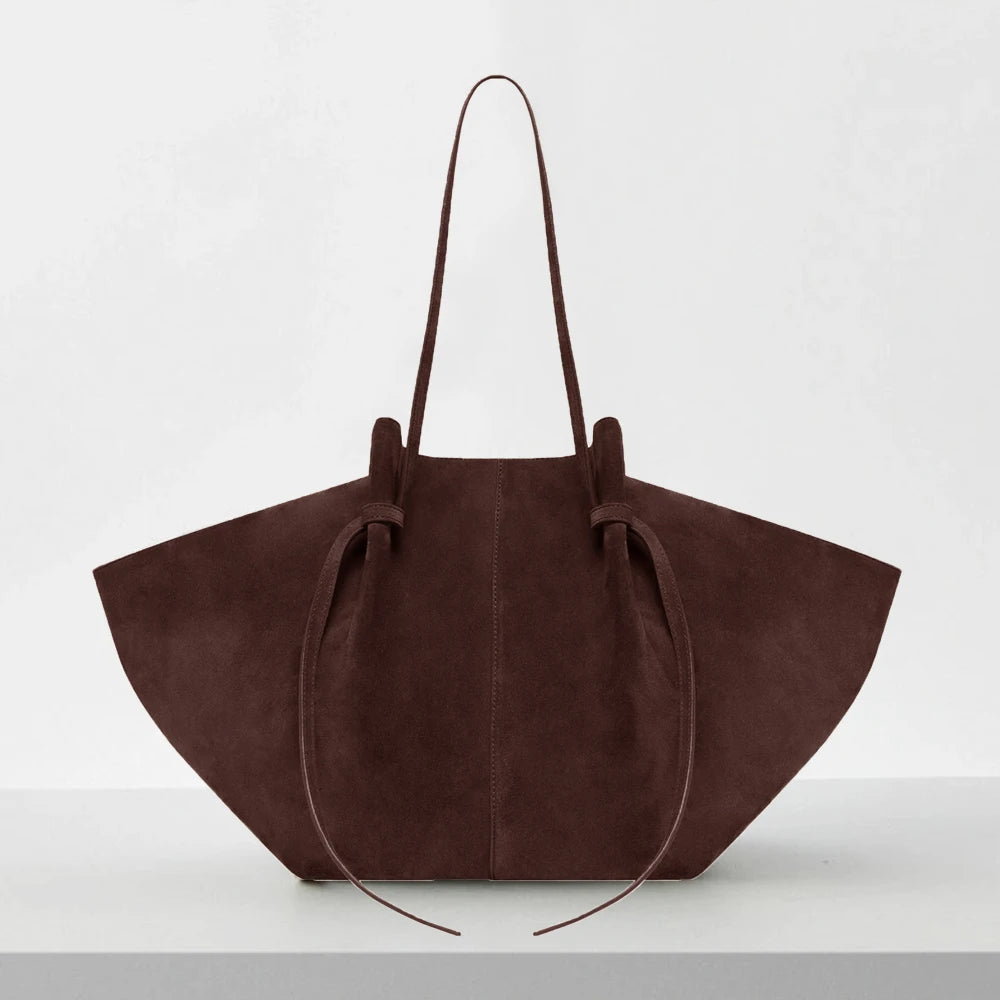 Vintage Faux Suede Tote Bags For Women Luxury Designer Handbags And Purses New In Ruched Large Capacity Underarm Shoulder Bags