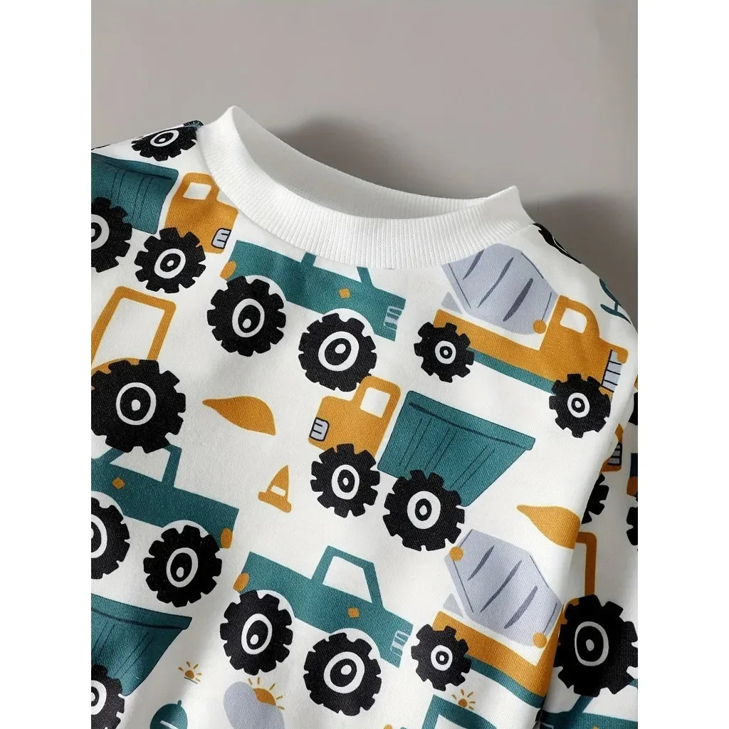 Toddler Boys’ Car Print Sweatshirt – Long-Sleeve Casual Top