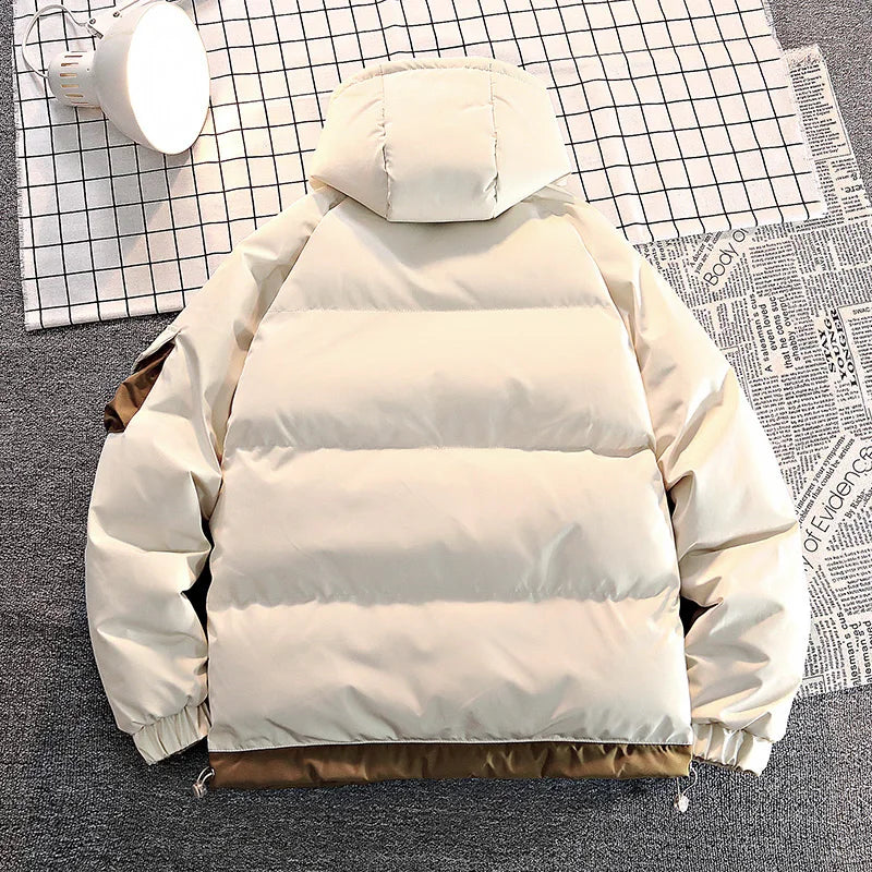Men's Hooded Puffer Parka – Thick Warm Padded Winter Jacket, Casual Solid Color Coat