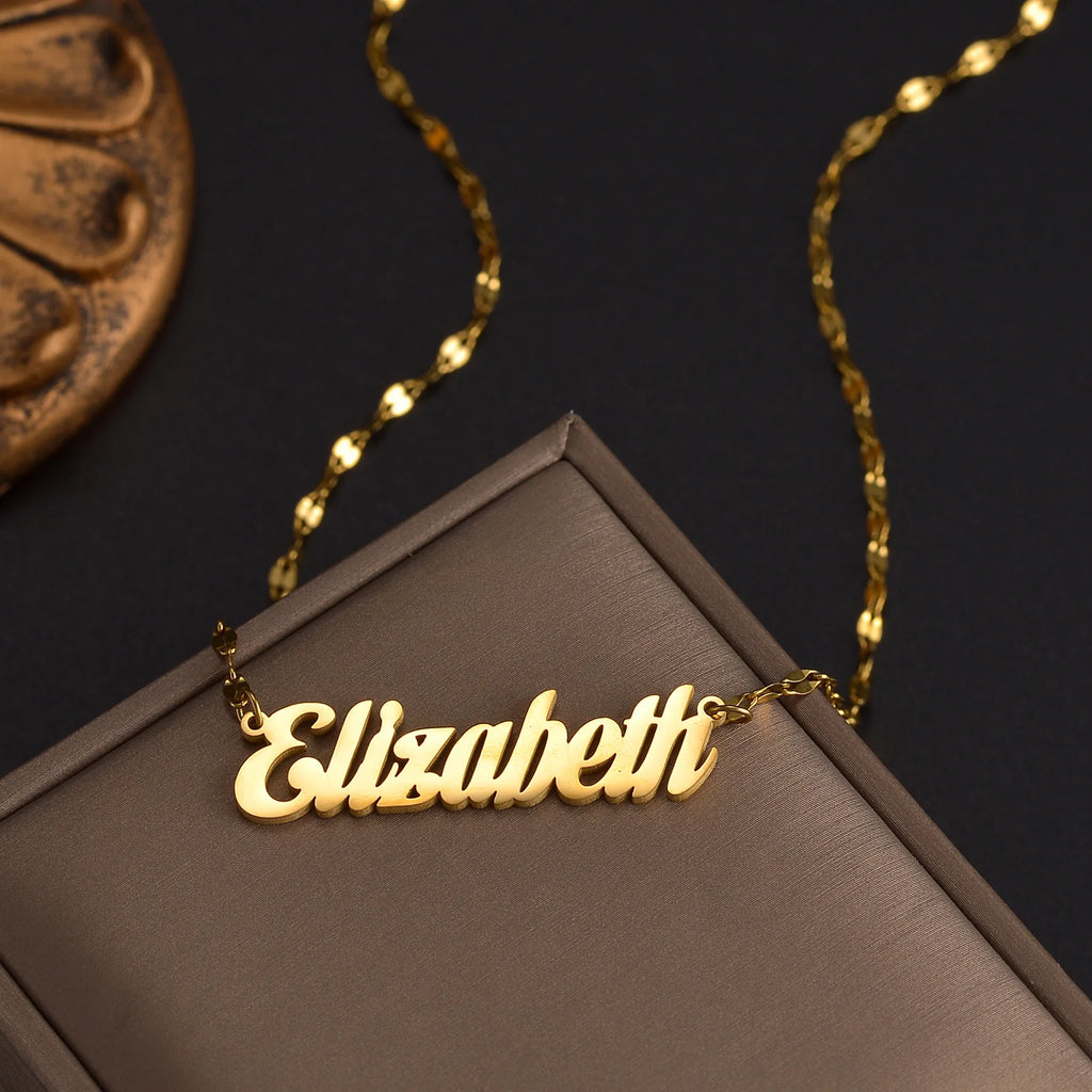 Personalized Name Necklace – Stainless Steel Beaded Snake Chain for Men & Women